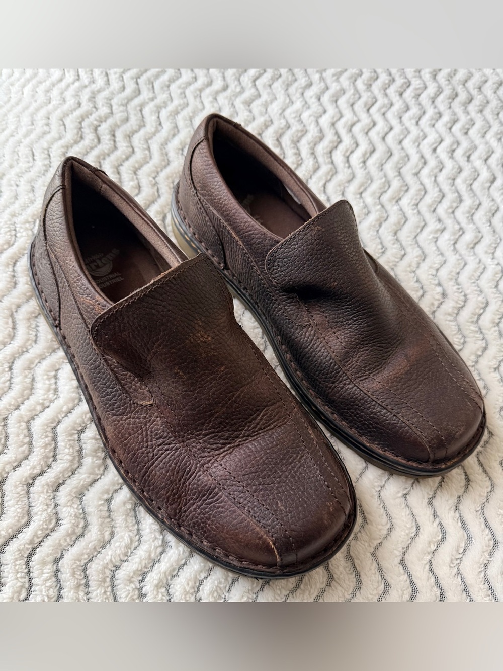 Dr. Martens Industrial Norfolk Brown Leather Slip-On Slip Resistant Shoes Sz 8